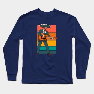 Dia de los Muertos Guitar Playing Mariachi Long Sleeve T-Shirt